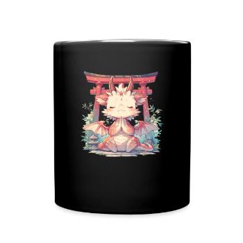 Dragon Zen Japanese Kawaii Dragon - Full Colour Mug - black - Front