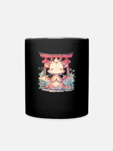 Dragon Zen Japonais Kawaii Dragon - Mug uni - noir