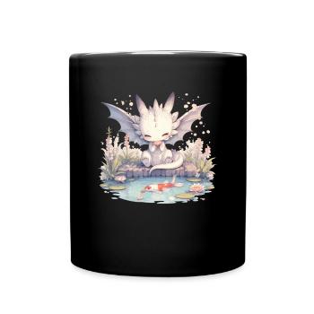 Drache Koi Fisch Japanisch Kawaii Drache - Tasse einfarbig - Schwarz - Vorne
