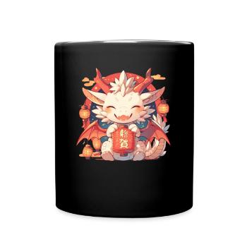 Drachenlaternenfest Japanisch Kawaii - Tasse einfarbig - Schwarz - Vorne