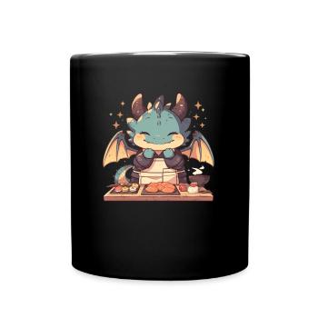 Drache Sushi Japanisch Kawaii Drache - Tasse einfarbig - Schwarz - Vorne