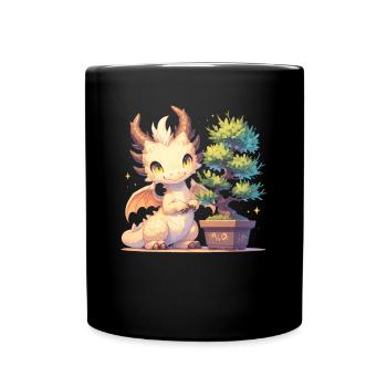 Dragon Bonsai Japanese Kawaii Dragon Kids - Full Colour Mug - black - Front