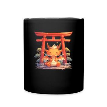 Dragon Japonais Torii Porte Kawaii - Mug uni - noir - Devant
