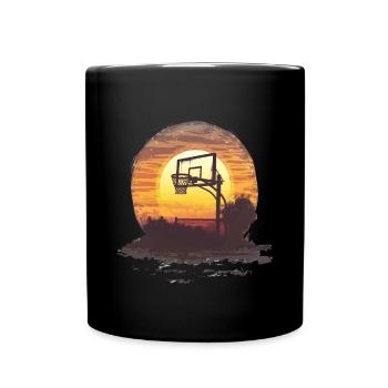 Sonnenaufgang Basketball Silhouette - Tasse einfarbig - Schwarz - Vorne