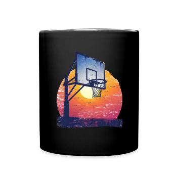 Sonnenuntergang Basketball Silhouette - Tasse einfarbig - Schwarz - Vorne