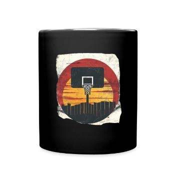 Basketball Sonnenuntergang Retro Look - Tasse einfarbig - Schwarz - Vorne