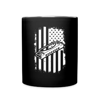 Harmonica US Flag Harmonica Musician Harmonica Ins - Tasse einfarbig - Schwarz - Vorne
