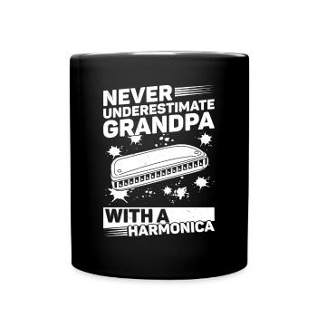 Ne sous-estimez jamais grand-père avec un harmonica playe - Mug uni - noir - Devant