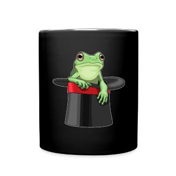 Frosch Zauberer Zylinder - Tasse einfarbig - Schwarz - Vorne