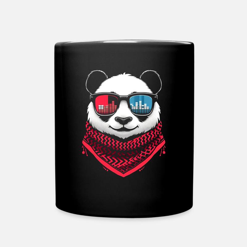 Panda Mit Sonnenbrillen Hausmusik Rave DJ - Tasse einfarbig - Schwarz