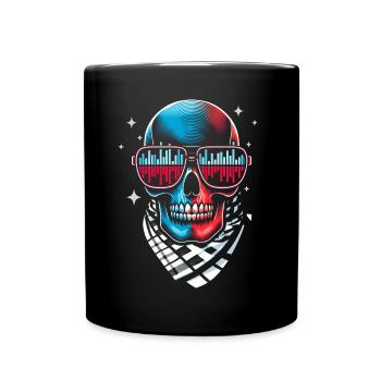 Skull With Sunglasses House Music Rave DJ - Full Colour Mug - black - Front