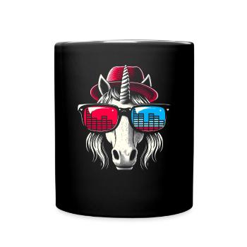 Unicorn With Sunglasses House Music Rave DJ - Full Colour Mug - black - Front