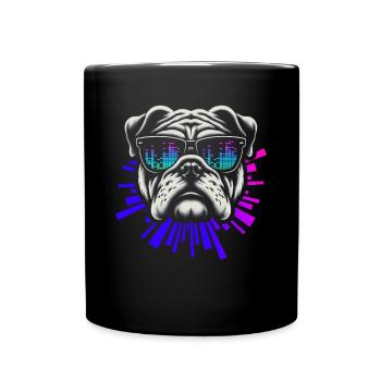 Bulldog With Sunglasses House Music Rave DJ - Full Colour Mug - black - Front
