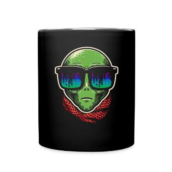 Alien With Sunglasses House Music Rave DJ - Full Colour Mug - black - Front