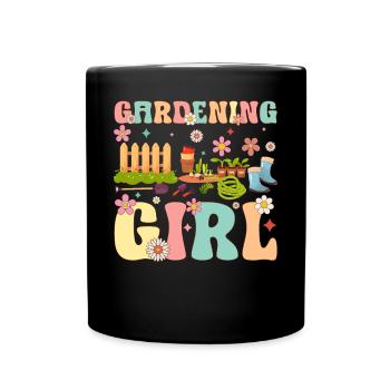 Gardening Girl Groovy Gardener Woman Plants - Full Colour Mug - black - Front