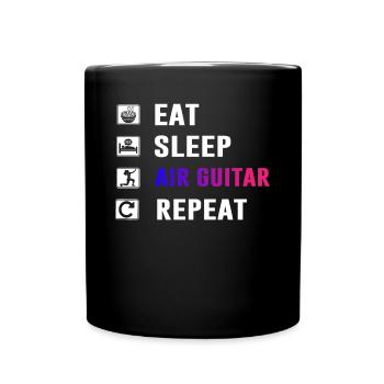 Eat Sleep Air Guitar Repeat Funny Air Guitarist - Full Colour Mug - black - Front