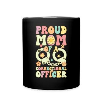 Fière maman d’un agent correctionnel Groovy C - Mug uni - noir - Devant