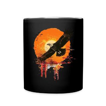 Aigle volant au coucher du soleil - Mug uni - noir - Devant