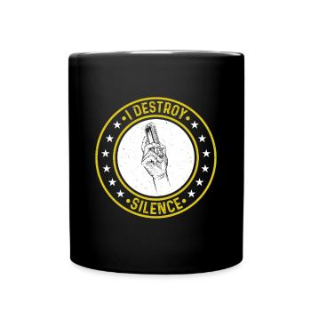 I Destroy Silence Harmonica Player Harmonica Music - Full Colour Mug - black - Front