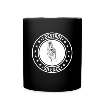 I Destroy Silence Harmonica Musician Harmonicist - Full Colour Mug - black - Front