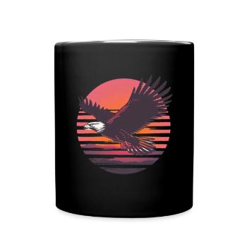 Eagle in flight before sunset - Full Colour Mug - black - Front