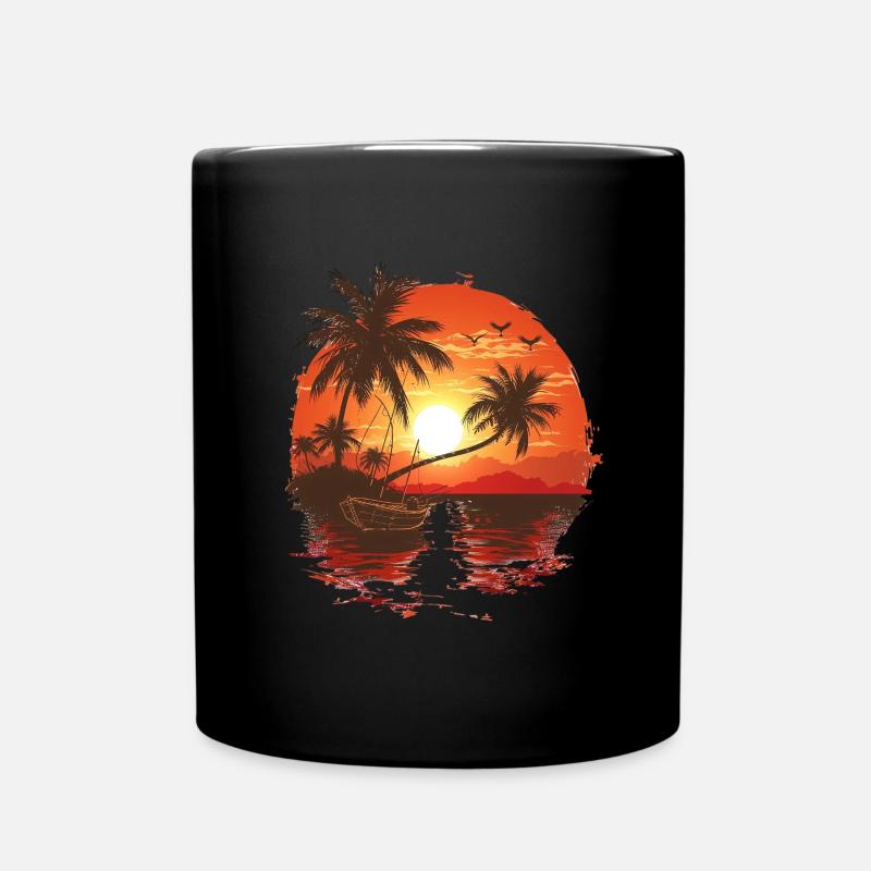Coucher de soleil tropical avec des palmiers - Mug uni - noir