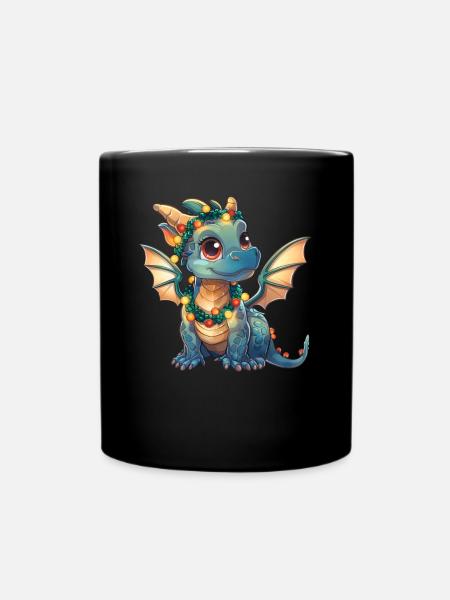 Drache Weihnachten Drache Kinder - Tasse einfarbig - Schwarz