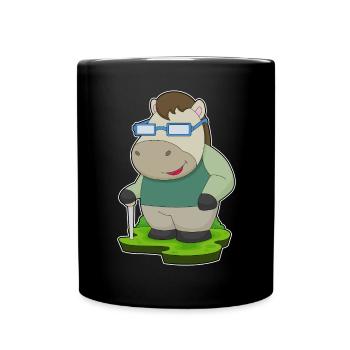 Pferd Brille - Tasse einfarbig - Schwarz - Vorne