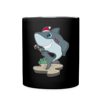 Requin Canne de Noël - Mug uni - noir - Devant