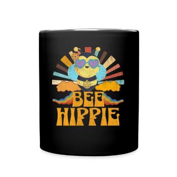 Bee Hippie Biene Peace - Tasse einfarbig - Schwarz - Vorne