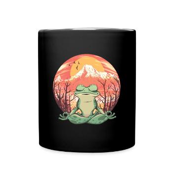 Retro Frog Yogy Natrur Meditation Relaxation - Full Colour Mug - black - Front