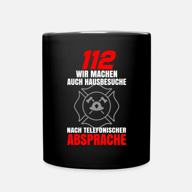 Feuerwehr Tshirt Firefighter Feuerwehrmann 112 - Tasse einfarbig - Schwarz