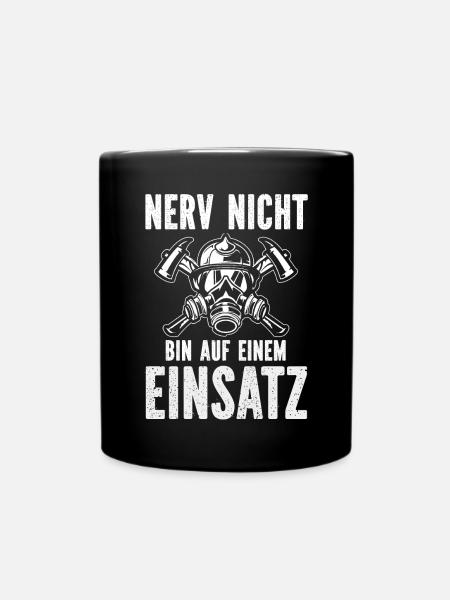 Feuerwehr Tshirt Firefighter Feuerwehrmann 112 - Tasse einfarbig - Schwarz