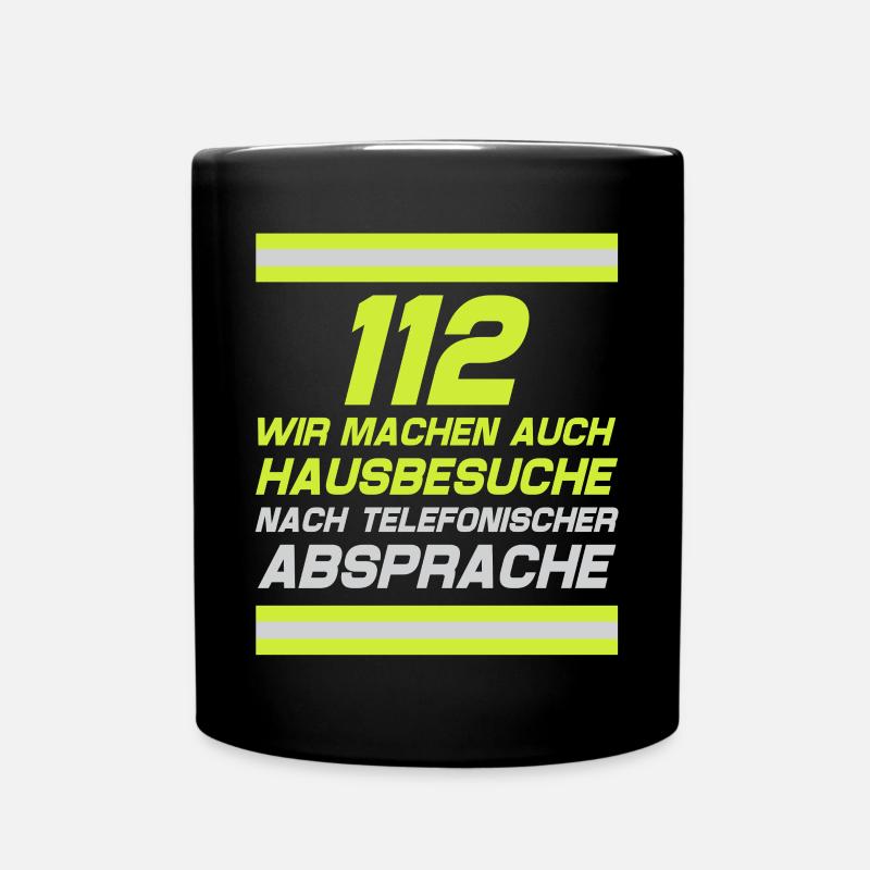Feuerwehr Tshirt Firefighter Feuerwehrmann 112 - Tasse einfarbig - Schwarz