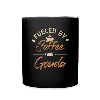Fueled by Coffee and Gouda Maker Queso Lover - Full Colour Mug - black - Front