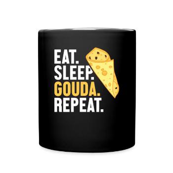 Eat Sleep Gouda Repeat Maker Queso Cheesemonger - Full Colour Mug - black - Front