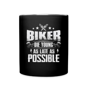 Biker Die Young Late Vintage Motorcycle Club - Tasse einfarbig - Schwarz - Vorne