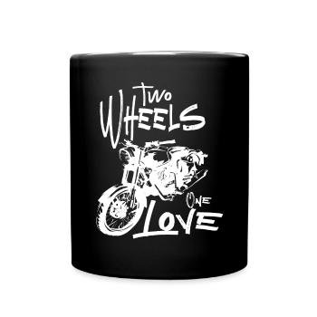 Two Wheels One Love Motorrad Biker Motorradfahrer - Tasse einfarbig - Schwarz - Vorne