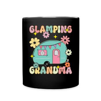 Glamping Granny Groovy Rv Glamping Female Glamper - Full Colour Mug - black - Front