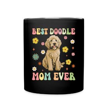 Best Doodle Mom Ever Groovy Golden Doodl - Full Colour Mug - black - Front