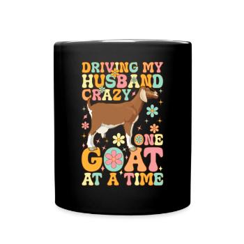 Rendre mon mari fou une chèvre à la fois groovy - Mug uni - noir - Devant