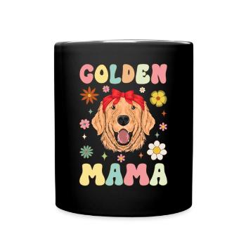 Golden Mom Groovy Golden Doodle Mom Dog Mom - Full Colour Mug - black - Front