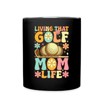 Golf Mom Life Groovy Golfer Golfer Gol - Full Colour Mug - black - Front
