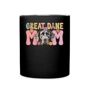 Deutsche Dogge Mama Groovy Hundeliebhaber Hund Mam - Tasse einfarbig - Schwarz - Vorne