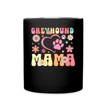 Greyhound Mom Groovy Dog Lover Dog Mom - Full Colour Mug - black - Front