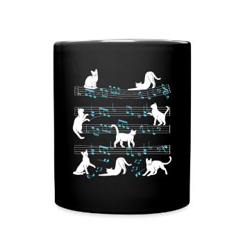 Cats playing with music note cat - Full Colour Mug - black - Front