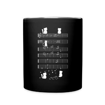 Cats playing with music note cat - Full Colour Mug - black - Front