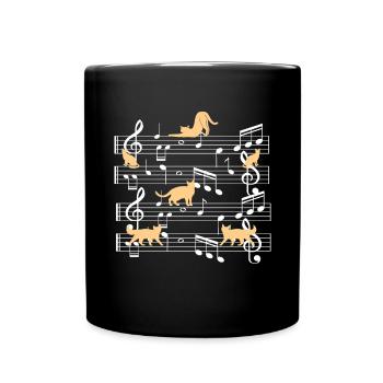 Cats playing with music note cat - Full Colour Mug - black - Front