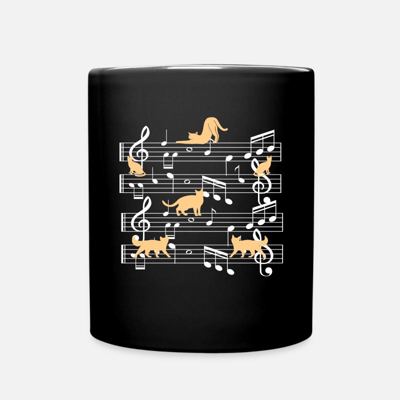 Chats jouant avec un chat de note de musique - Mug uni - noir
