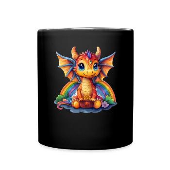 Drache St. Patricks Day Regenbogen Kinder - Tasse einfarbig - Schwarz - Vorne